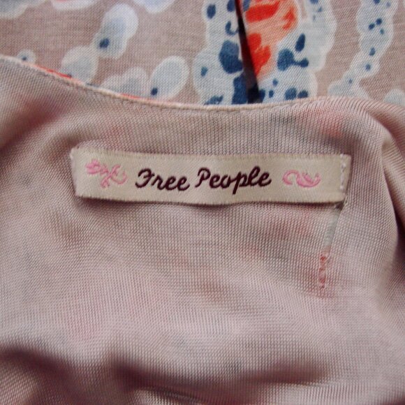 Free People Floral Midi Dress Flutter Ruffle Sleeve Fairy Cream Beige Medium - Picture 3 of 16